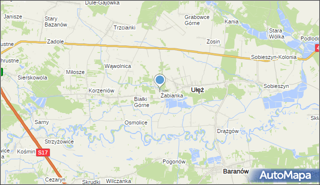 mapa Żabianka, Żabianka gmina Ułęż na mapie Targeo