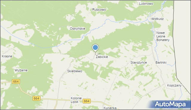mapa Żabickie, Żabickie na mapie Targeo