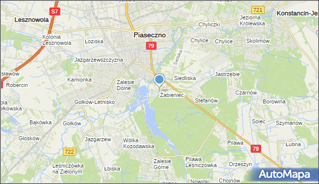 mapa Żabieniec, Żabieniec gmina Piaseczno na mapie Targeo