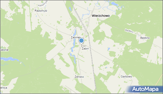 mapa Żabin, Żabin gmina Wierzchowo na mapie Targeo