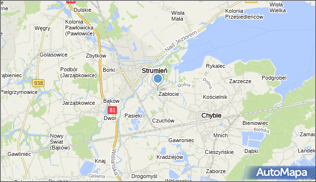 mapa Zabłocie, Zabłocie gmina Strumień na mapie Targeo