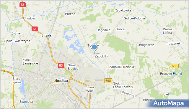 mapa Żabokliki, Żabokliki gmina Siedlce na mapie Targeo