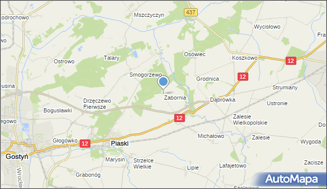 mapa Zabornia, Zabornia gmina Piaski na mapie Targeo