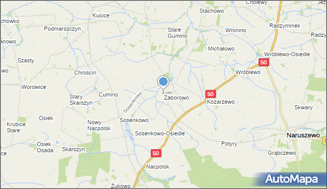 mapa Zaborowo, Zaborowo gmina Naruszewo na mapie Targeo