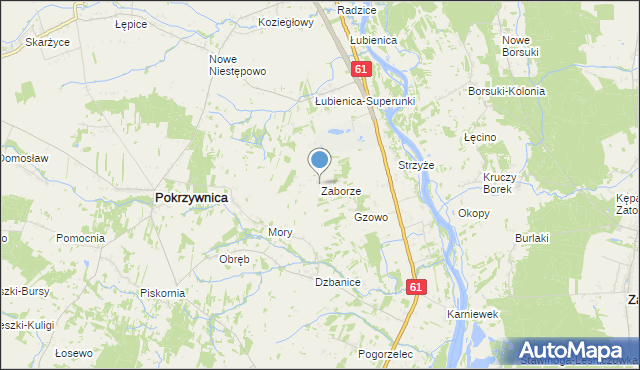 mapa Zaborze, Zaborze gmina Pokrzywnica na mapie Targeo