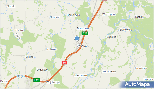 mapa Żabowo, Żabowo gmina Nowogard na mapie Targeo