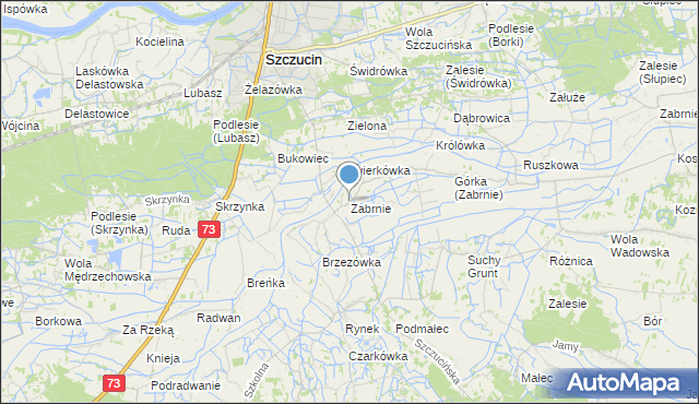 mapa Zabrnie, Zabrnie gmina Szczucin na mapie Targeo