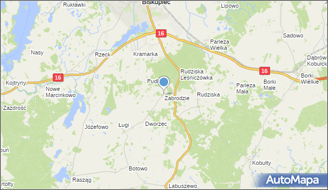 mapa Zabrodzie, Zabrodzie gmina Biskupiec na mapie Targeo