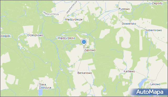 mapa Ząbrowo, Ząbrowo gmina Świdwin na mapie Targeo