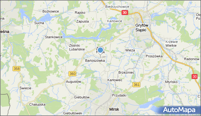 mapa Zacisze, Zacisze gmina Leśna na mapie Targeo