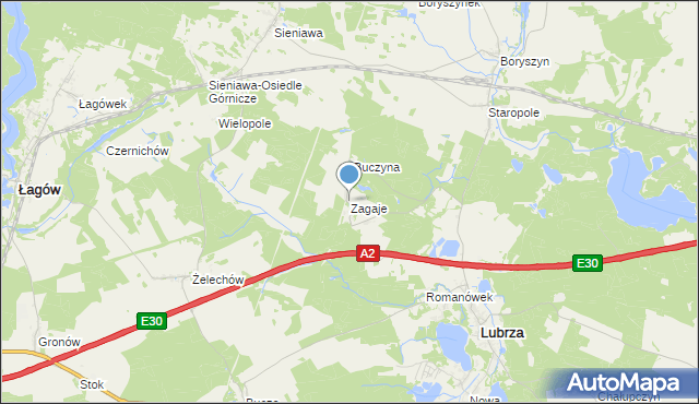 mapa Zagaje, Zagaje gmina Lubrza na mapie Targeo