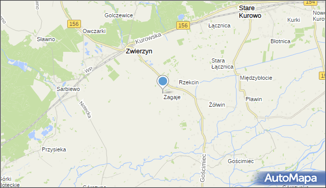 mapa Zagaje, Zagaje gmina Zwierzyn na mapie Targeo