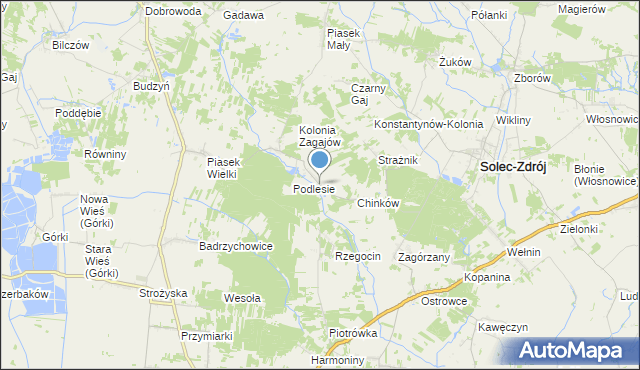 mapa Zagajów, Zagajów gmina Solec-Zdrój na mapie Targeo