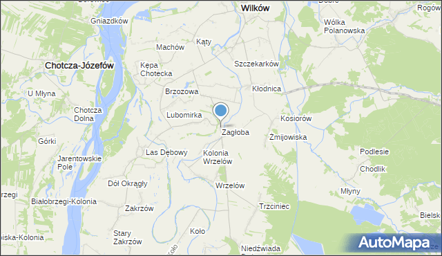 mapa Zagłoba, Zagłoba gmina Wilków na mapie Targeo