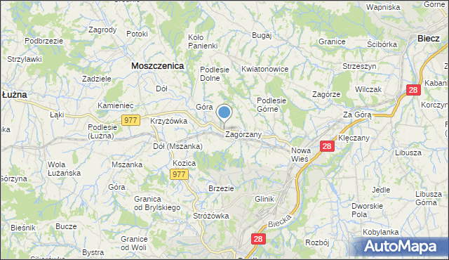 mapa Zagórzany, Zagórzany gmina Gorlice na mapie Targeo