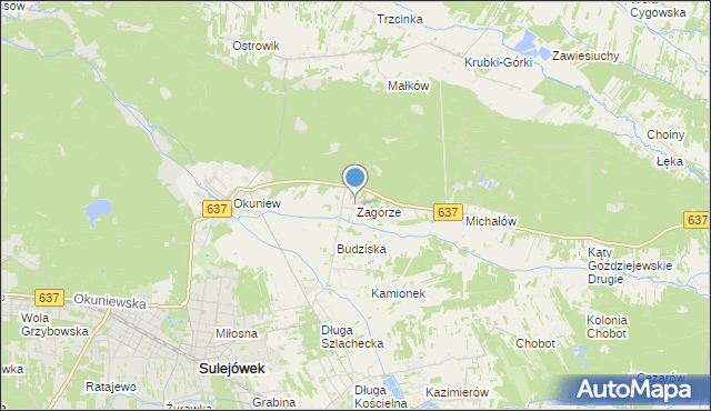 mapa Zagórze, Zagórze gmina Halinów na mapie Targeo