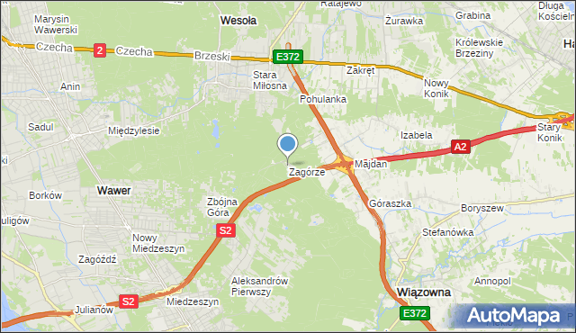 mapa Zagórze, Zagórze gmina Wiązowna na mapie Targeo