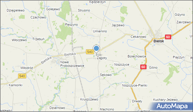 mapa Zągoty, Zągoty na mapie Targeo