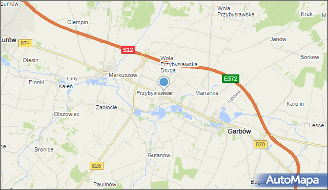 mapa Zagrody, Zagrody gmina Garbów na mapie Targeo