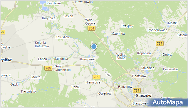 mapa Zagrody, Zagrody gmina Staszów na mapie Targeo