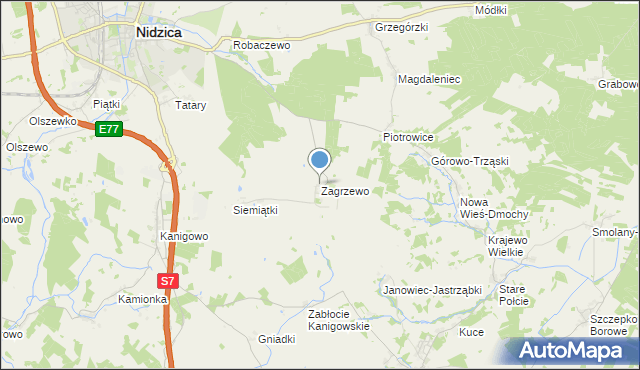 mapa Zagrzewo, Zagrzewo na mapie Targeo