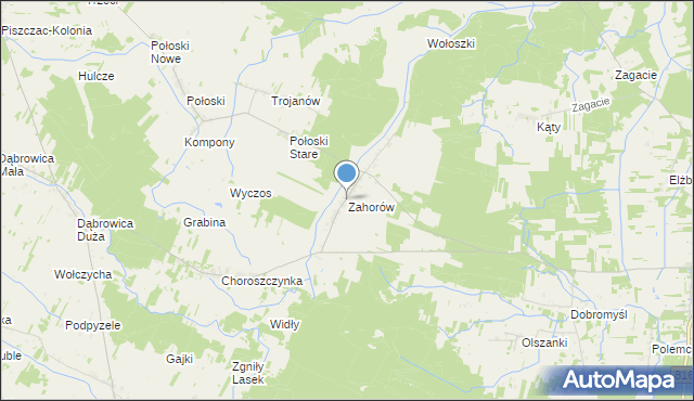 mapa Zahorów, Zahorów na mapie Targeo