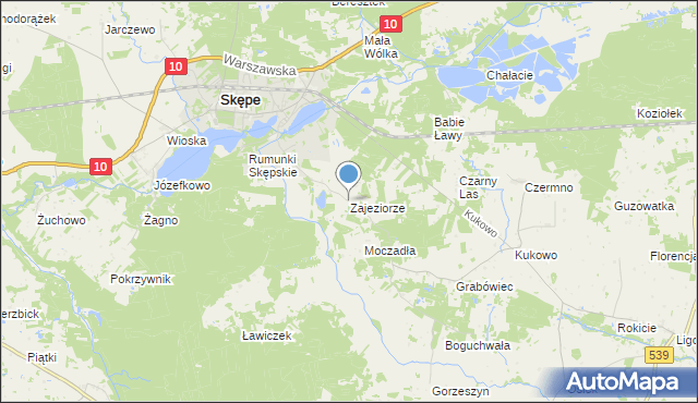 mapa Zajeziorze, Zajeziorze gmina Skępe na mapie Targeo