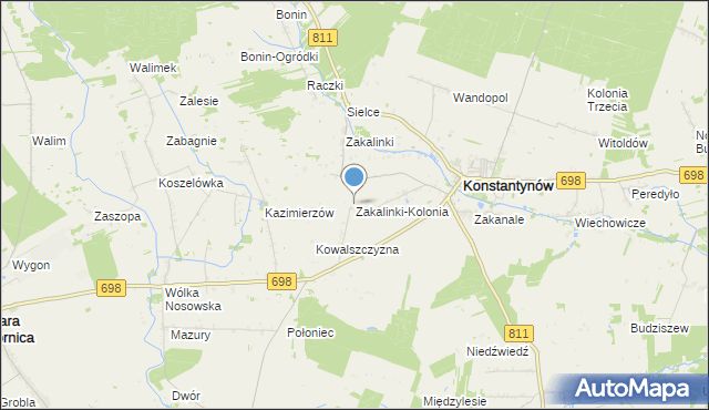 mapa Zakalinki-Kolonia, Zakalinki-Kolonia na mapie Targeo