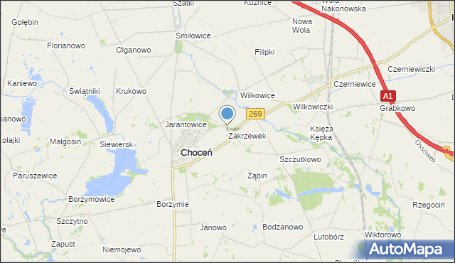 mapa Zakrzewek, Zakrzewek gmina Choceń na mapie Targeo