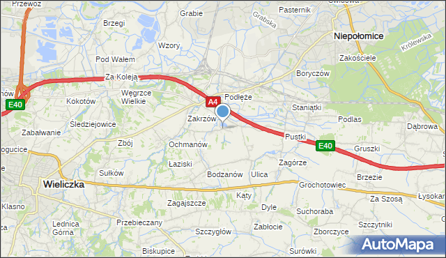 mapa Zakrzowiec, Zakrzowiec na mapie Targeo