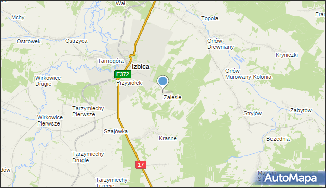 mapa Zalesie, Zalesie gmina Izbica na mapie Targeo