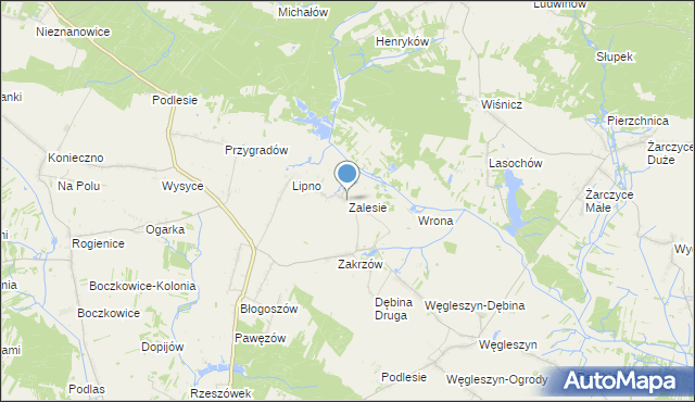 mapa Zalesie, Zalesie gmina Oksa na mapie Targeo