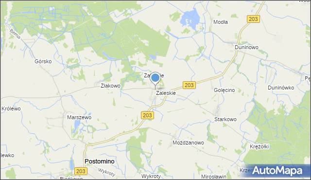 mapa Zaleskie, Zaleskie gmina Ustka na mapie Targeo