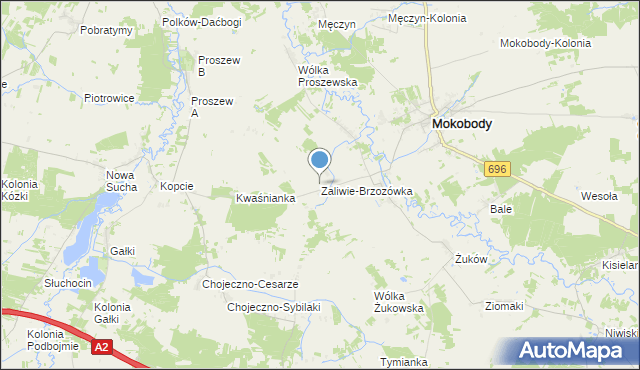 mapa Zaliwie-Brzozówka, Zaliwie-Brzozówka na mapie Targeo