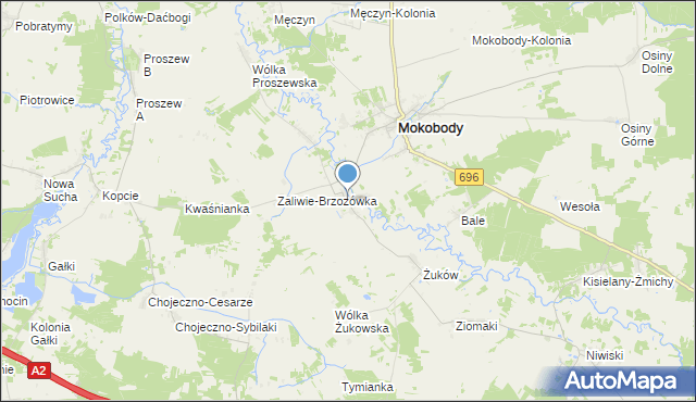mapa Zaliwie-Piegawki, Zaliwie-Piegawki na mapie Targeo