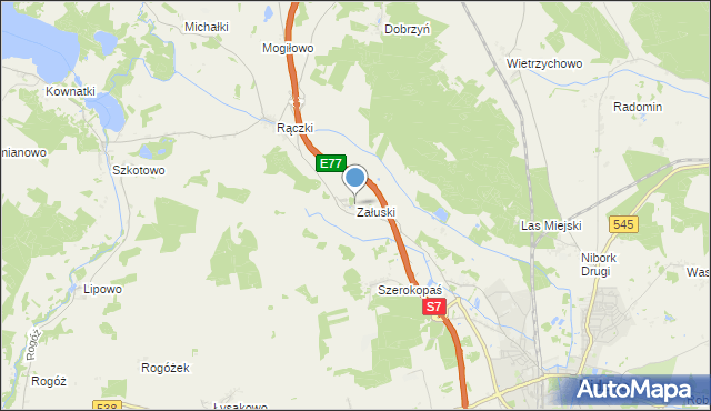 mapa Załuski, Załuski gmina Nidzica na mapie Targeo