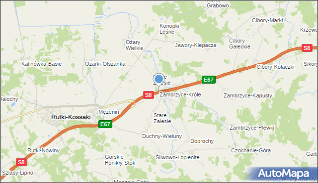 mapa Zambrzyce-Króle, Zambrzyce-Króle na mapie Targeo