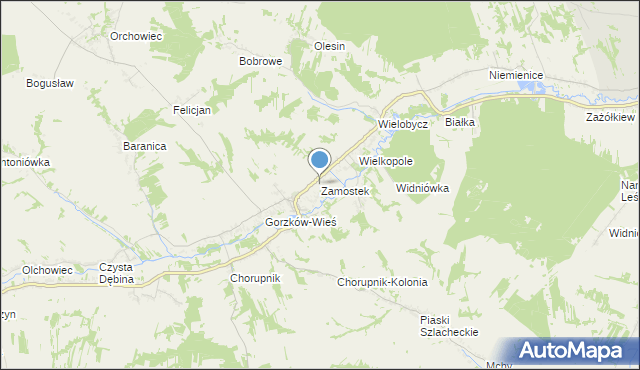 mapa Zamostek, Zamostek gmina Gorzków na mapie Targeo
