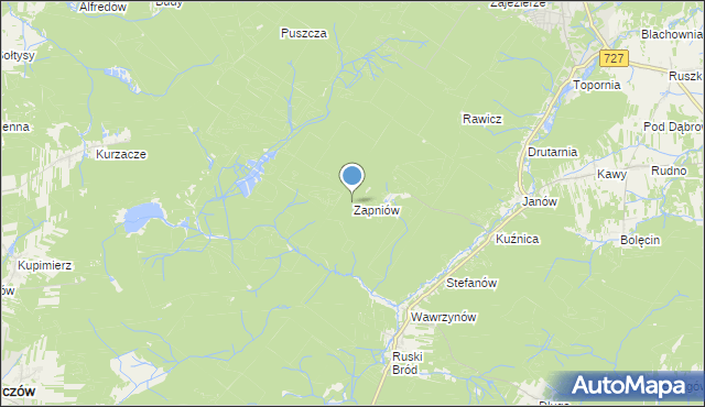 mapa Zapniów, Zapniów na mapie Targeo