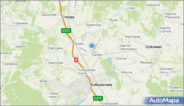 mapa Zarębki, Zarębki gmina Kolbuszowa na mapie Targeo