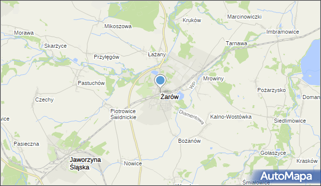 mapa Żarów, Żarów powiat świdnicki na mapie Targeo