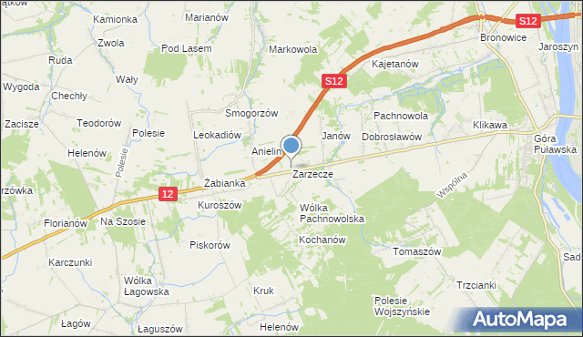 mapa Zarzecze, Zarzecze gmina Puławy na mapie Targeo