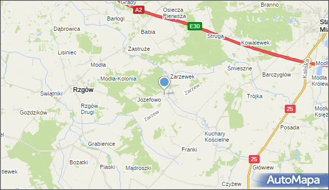 mapa Zarzew, Zarzew gmina Rzgów na mapie Targeo