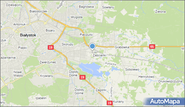 mapa Zaścianki, Zaścianki gmina Supraśl na mapie Targeo