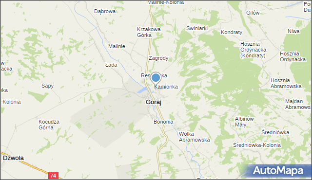 mapa Zastawie, Zastawie gmina Goraj na mapie Targeo