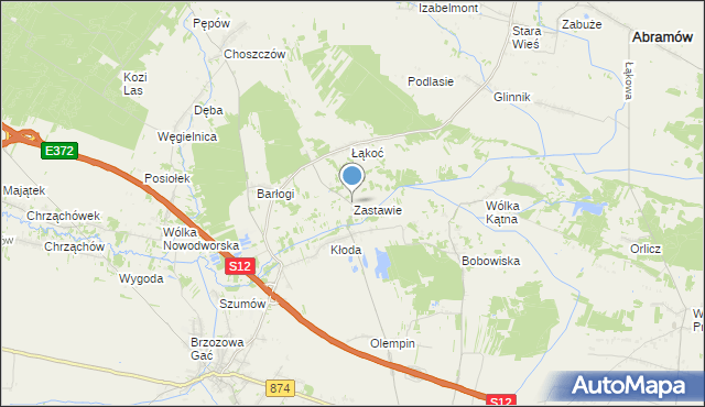 mapa Zastawie, Zastawie gmina Kurów na mapie Targeo