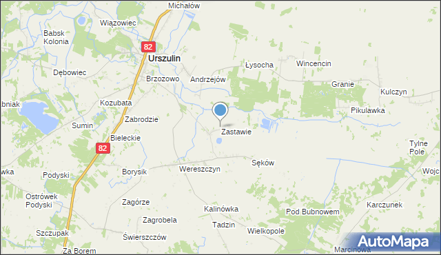 mapa Zastawie, Zastawie gmina Urszulin na mapie Targeo