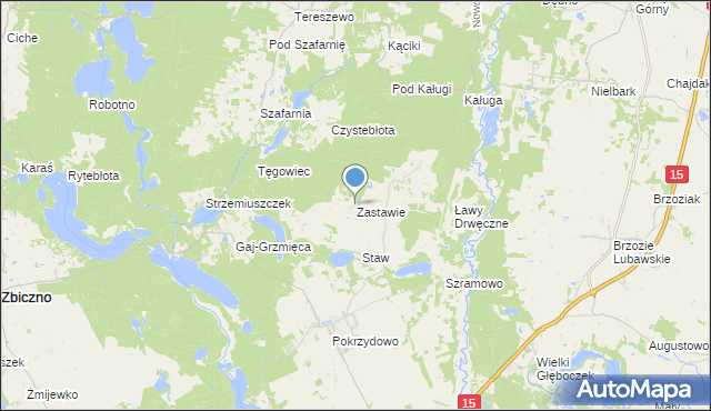 mapa Zastawie, Zastawie gmina Zbiczno na mapie Targeo