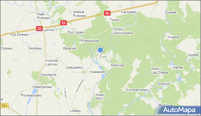 mapa Zawada, Zawada gmina Golub-Dobrzyń na mapie Targeo