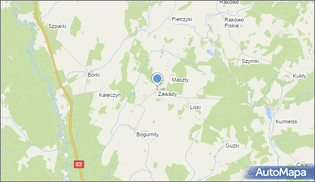 mapa Zawady, Zawady gmina Pisz na mapie Targeo